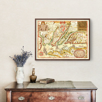 Vintage Map of Virginia, 1637
