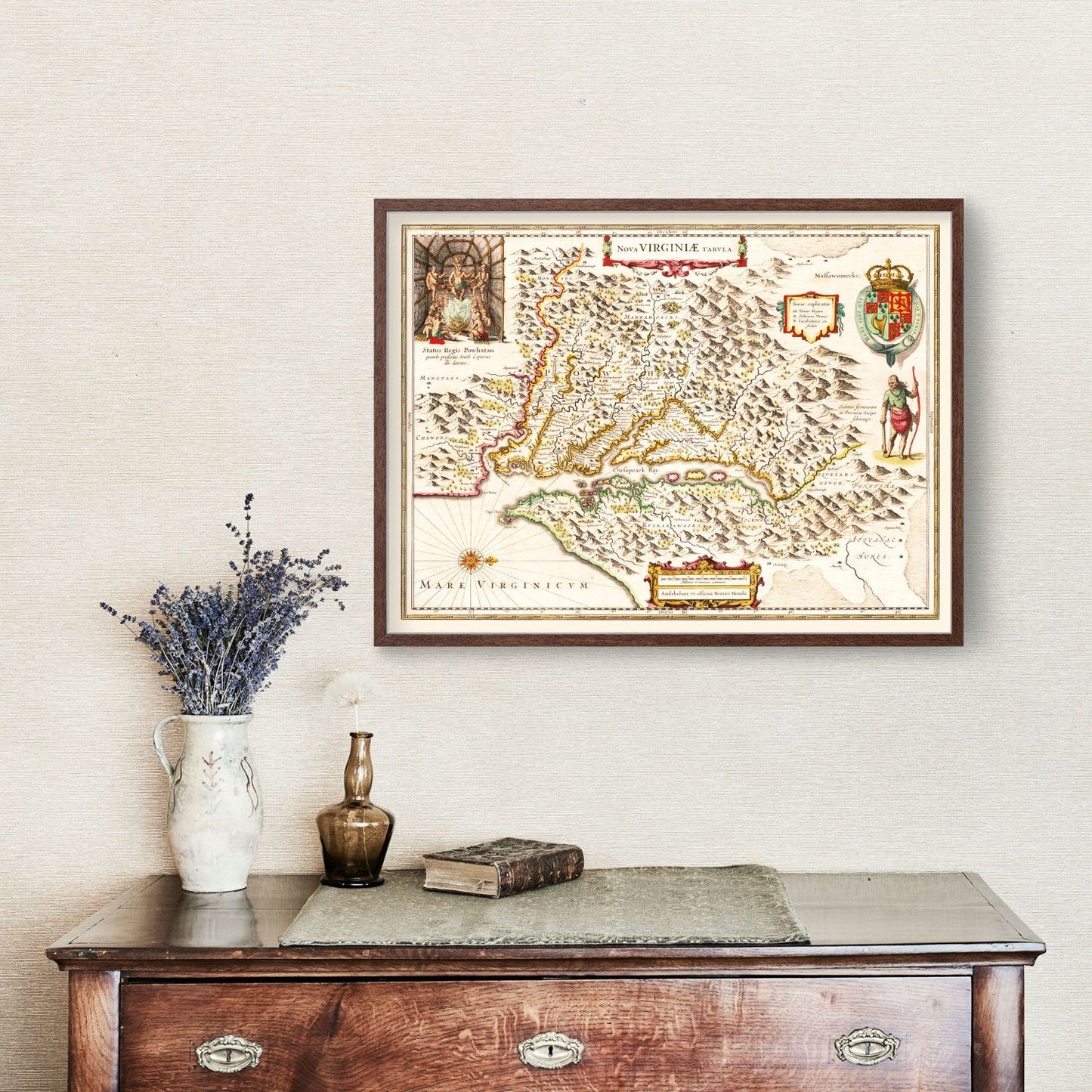 Vintage Map of Virginia, 1644
