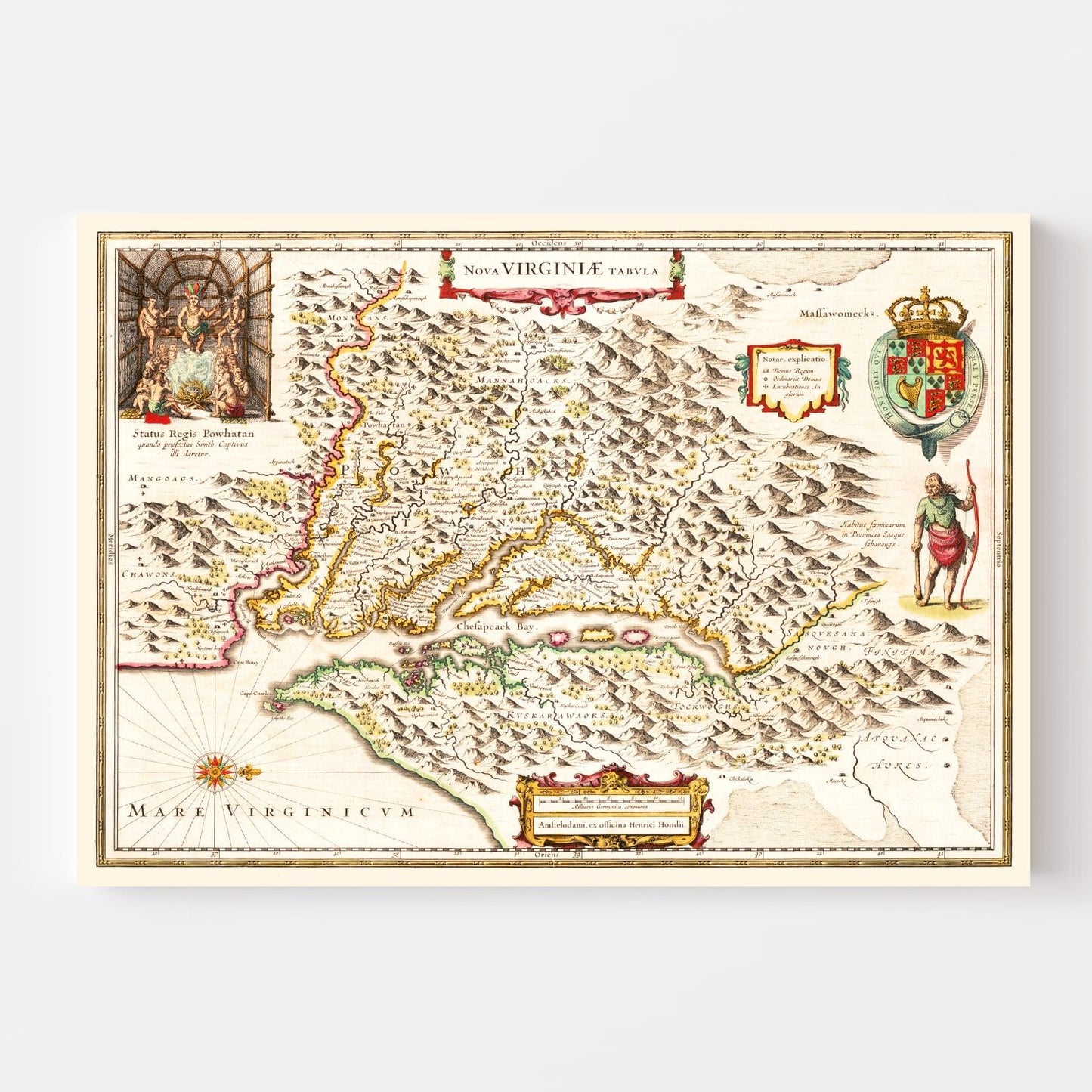 Vintage Map of Virginia, 1644