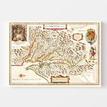 Vintage Map of Virginia, 1644