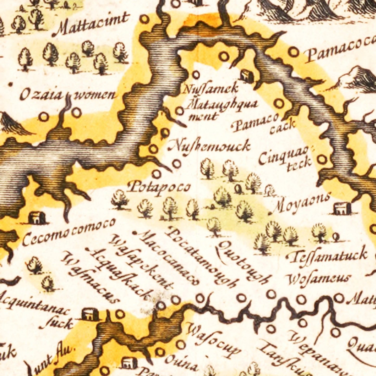 Vintage Map of Virginia, 1644