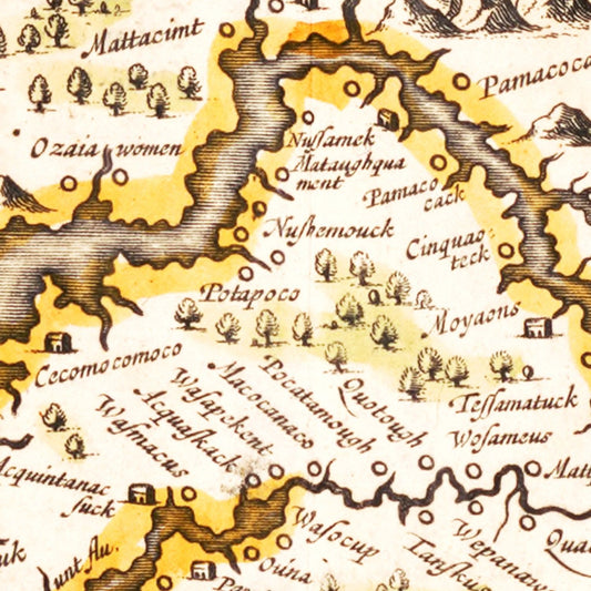 Vintage Map of Virginia, 1644
