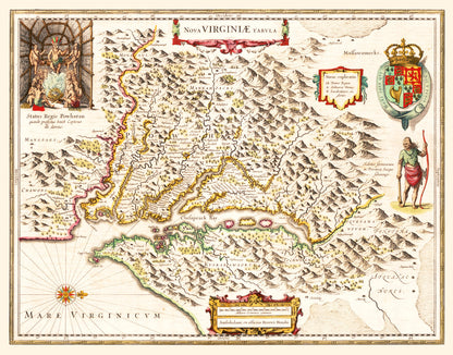 Vintage Map of Virginia, 1644
