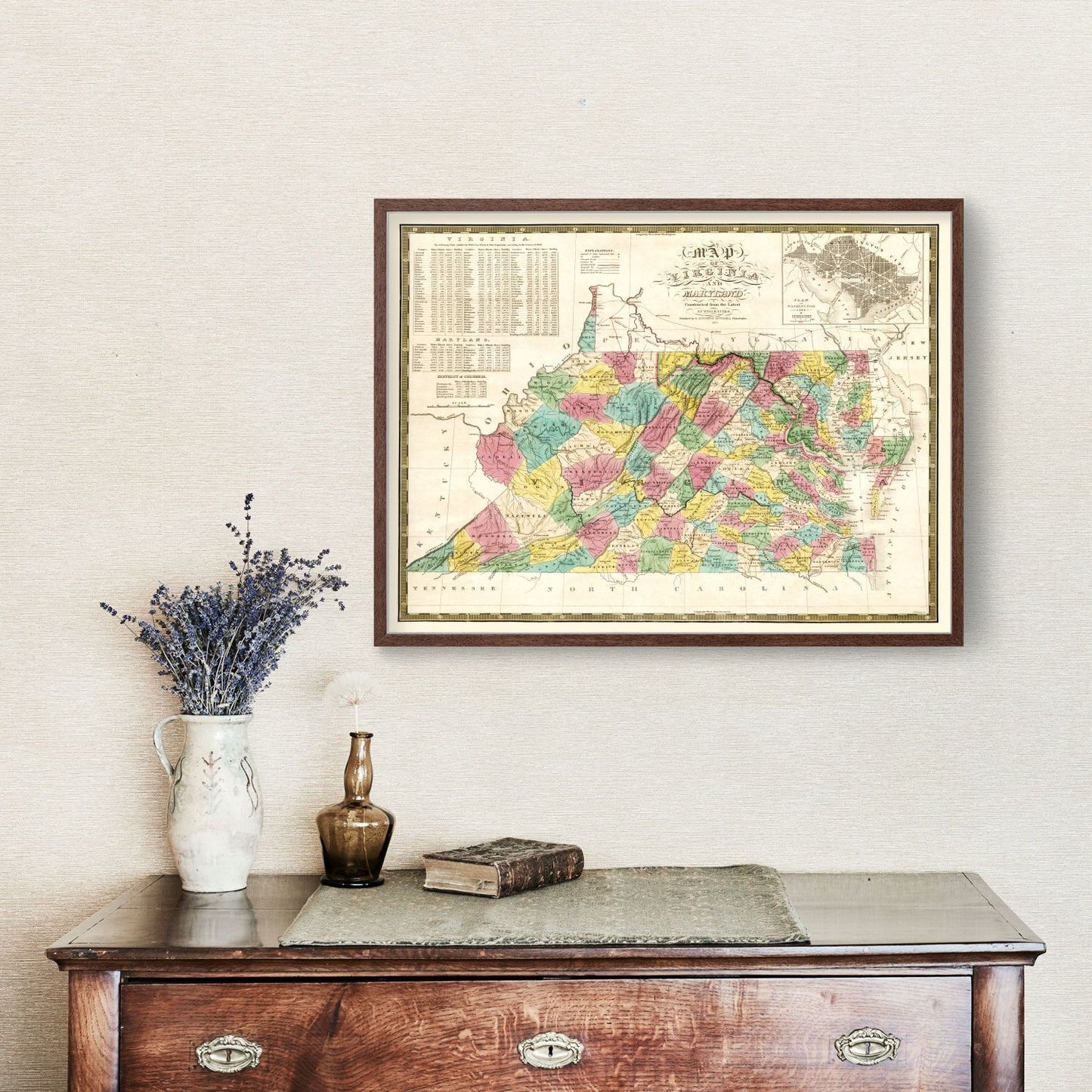 Vintage Map of Virginia, 1832