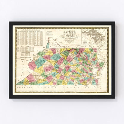 Vintage map of Virginia, 1832, digitally restored
