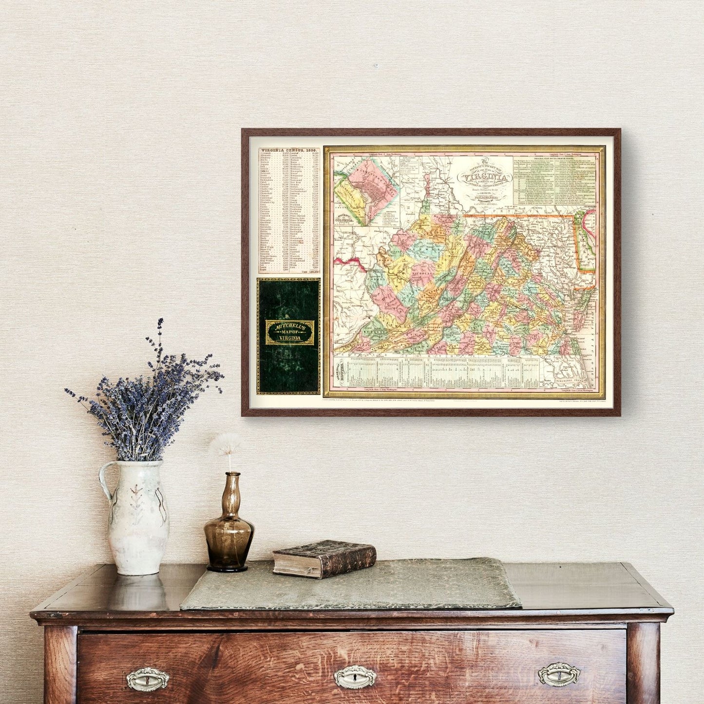 Vintage Map of Virginia, 1834