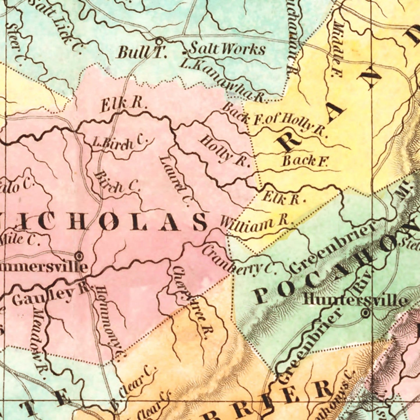 Vintage Map of Virginia, 1834