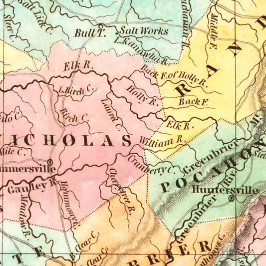 Vintage Map of Virginia, 1834