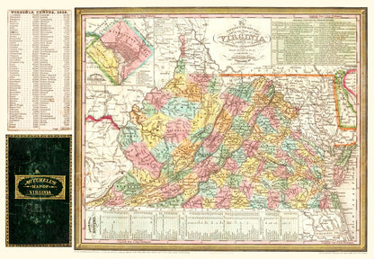 Vintage Map of Virginia, 1834