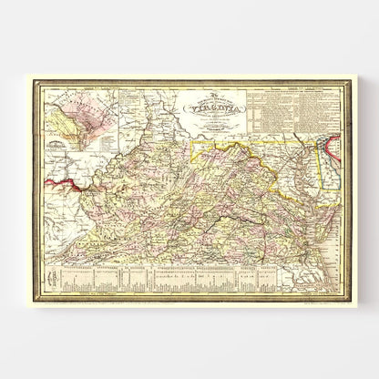 Vintage Map of Virginia, 1853