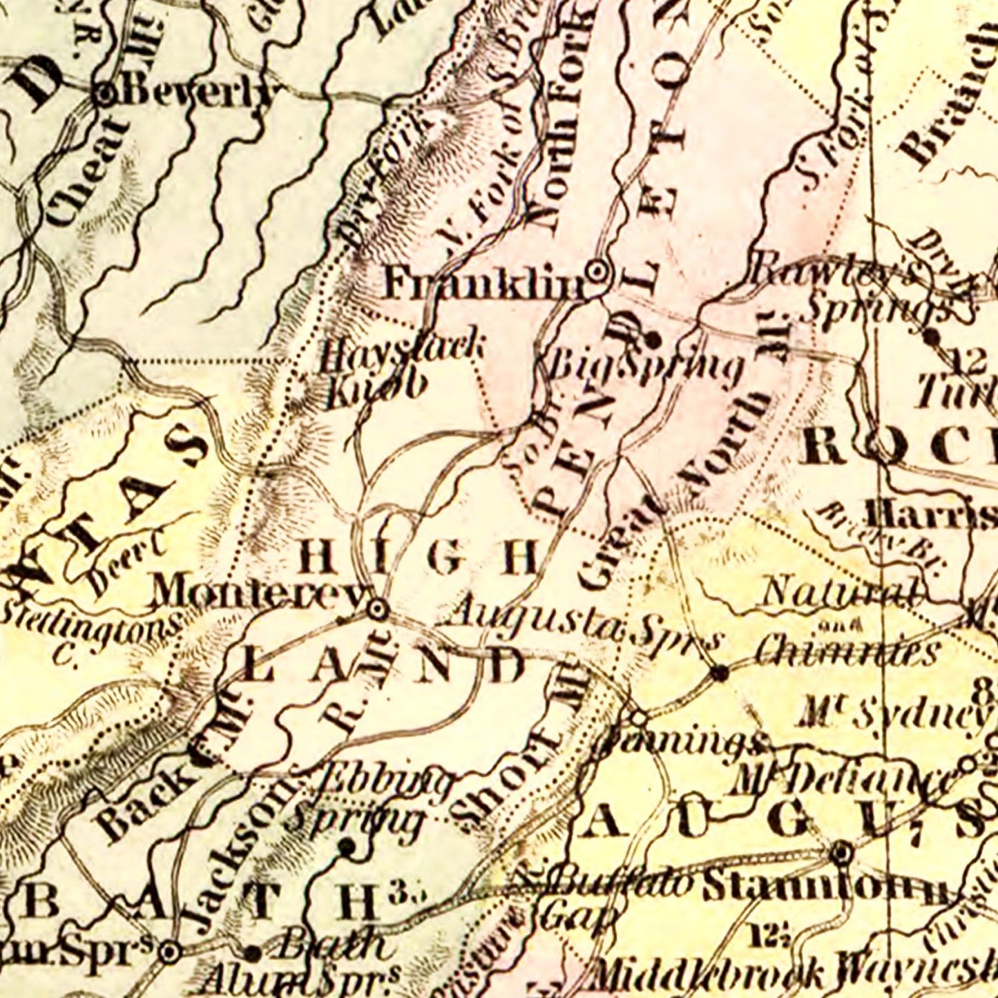Vintage Map of Virginia, 1853