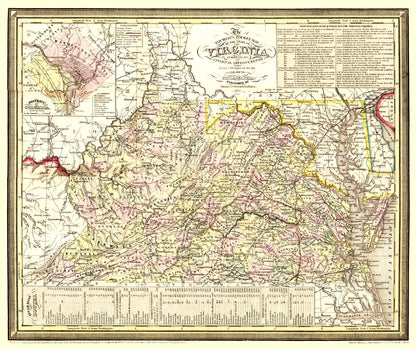 Vintage Map of Virginia, 1853