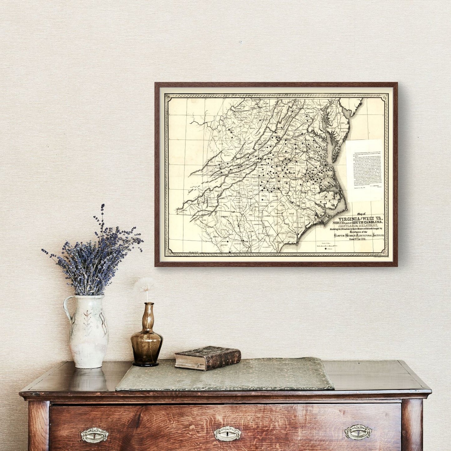 Vintage Map of Virginia, 1876
