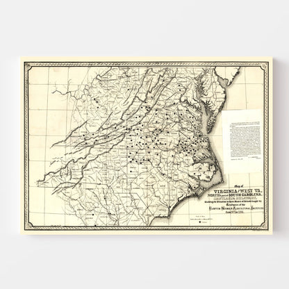 Vintage Map of Virginia, 1876