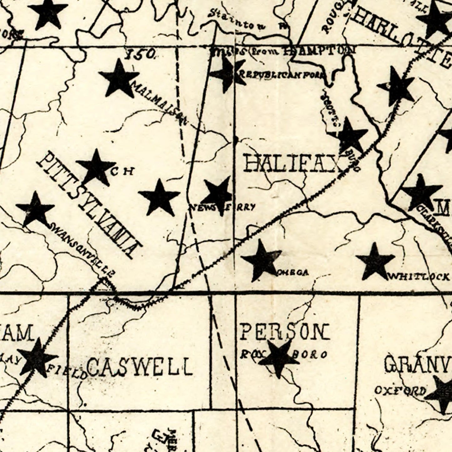 Vintage Map of Virginia, 1876