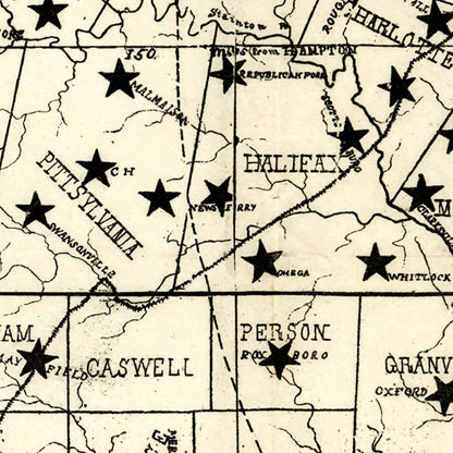Vintage Map of Virginia, 1876
