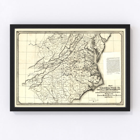 Vintage map of Virginia, 1876, digitally restored