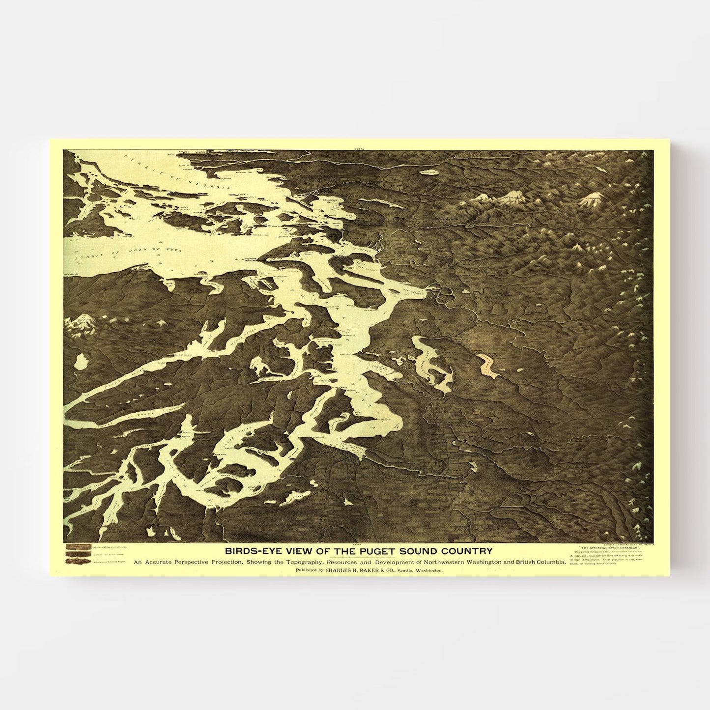 Vintage Map of Washington State, 1891