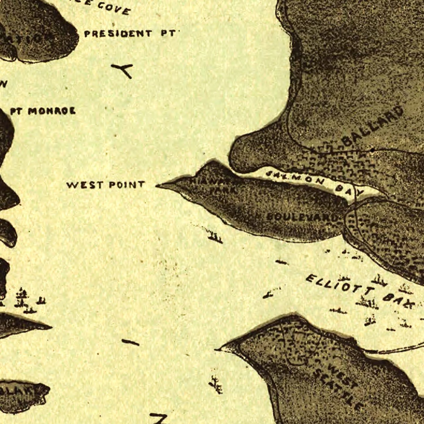 Vintage Map of Washington State, 1891