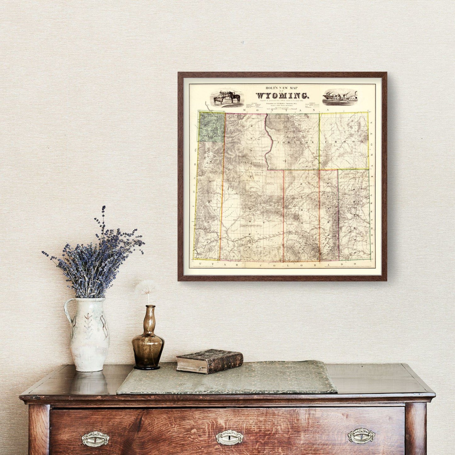 Vintage Map of Wyoming, 1883