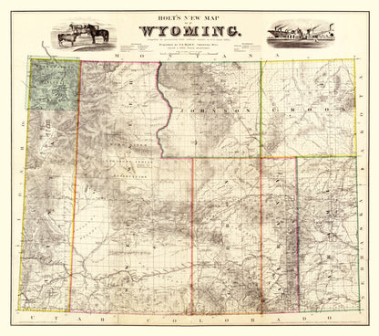 Vintage Map of Wyoming, 1883