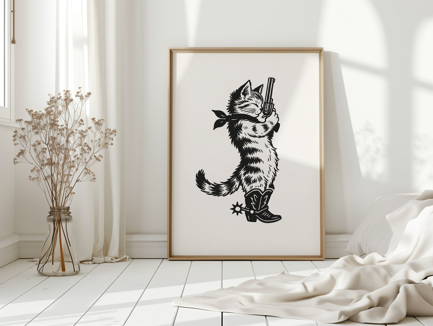Cowboy Cat Sheriff Western Cat Wall Art Print