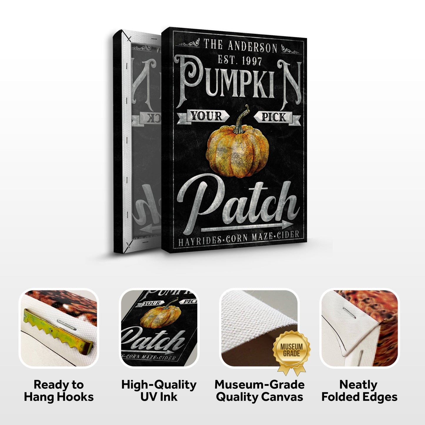 Vintage Pumpkin Patch Thanksgiving Canvas Sign