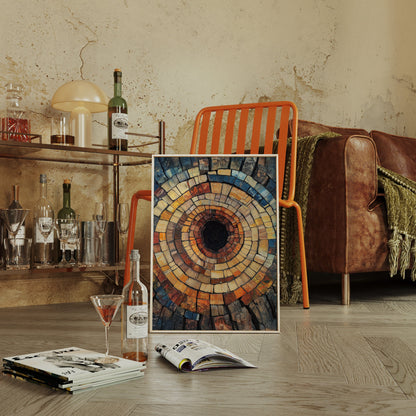 Petrified Wood Spiral Earth Tone Abstract Wall Art