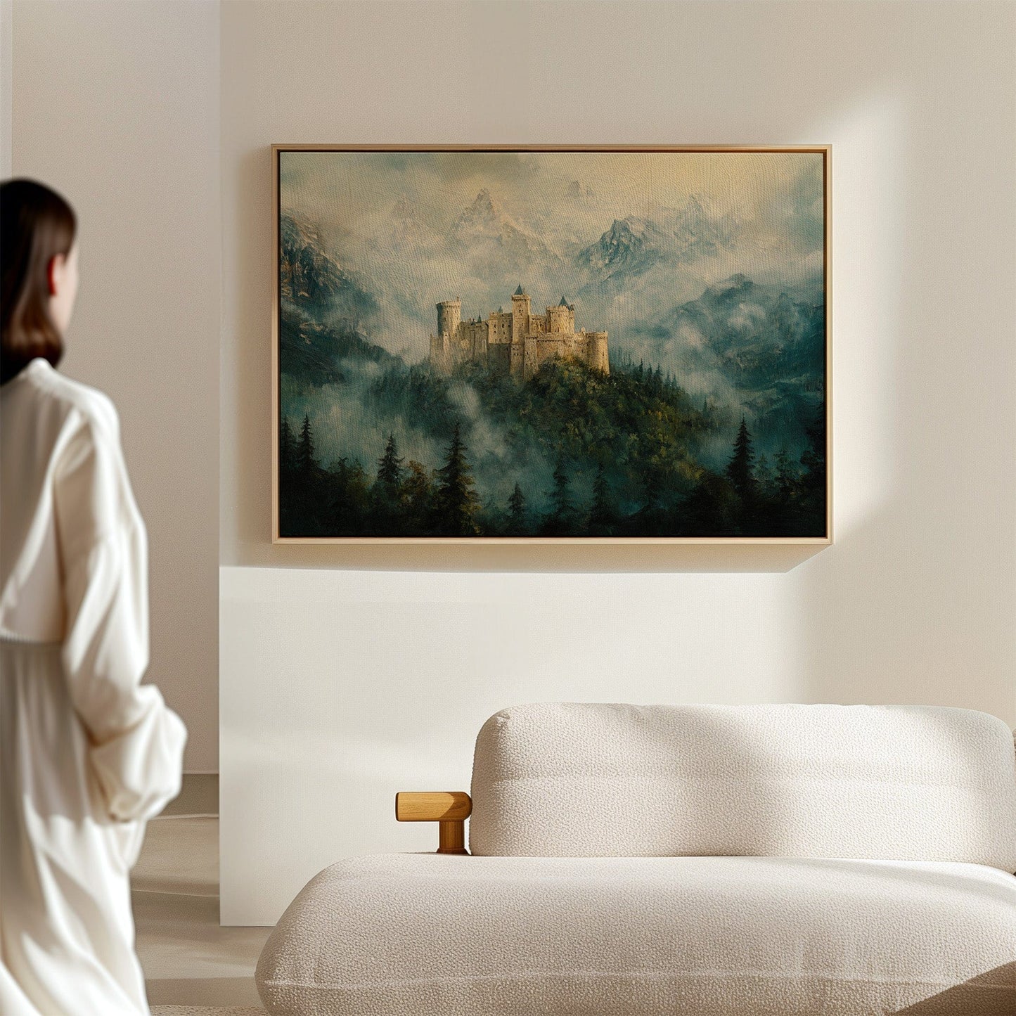 Misty Mountain Castle Fantasy Landscape Wall Art Print