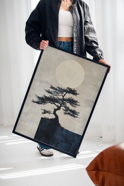 Zen Bonsai Tree Minimalist Japanese Wall Art