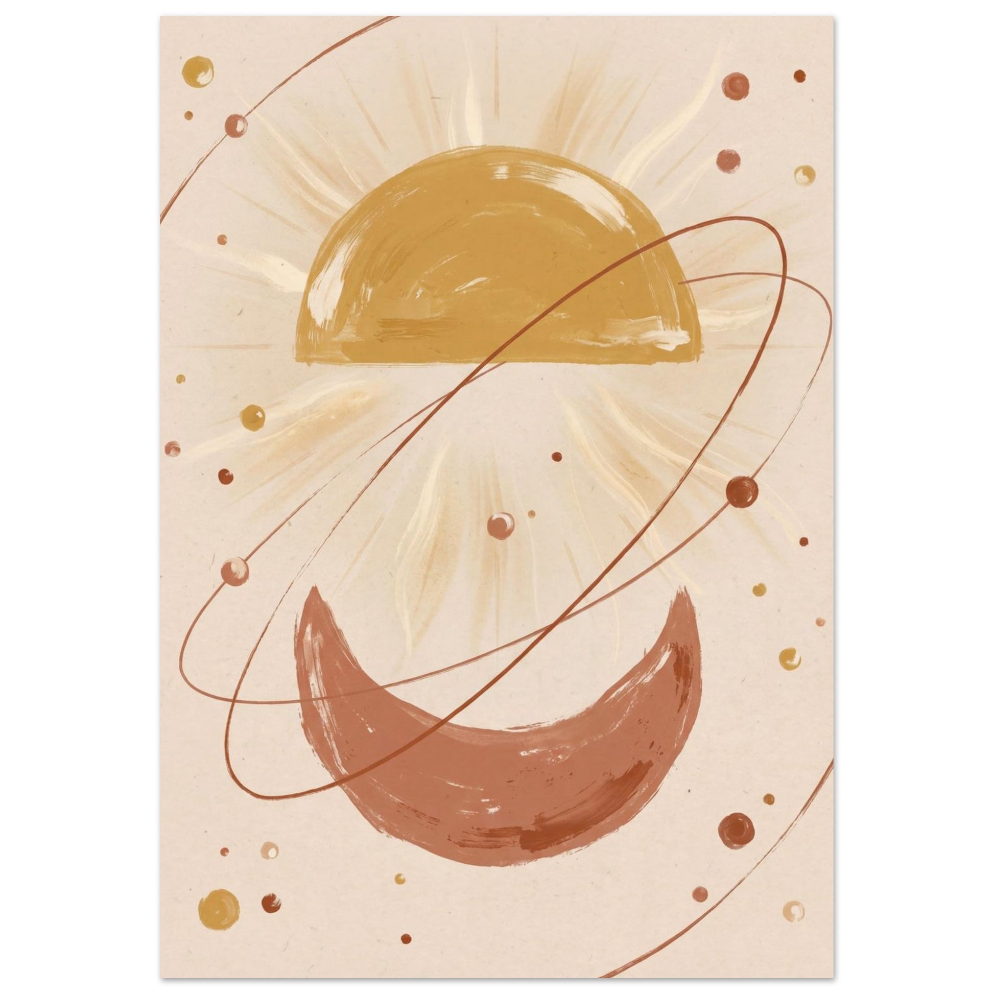 Golden Arc Celestial Boho Wall Art - 70x100 cm / 28x40″ / Museum-Quality Matte Paper Poster - Sparkycare