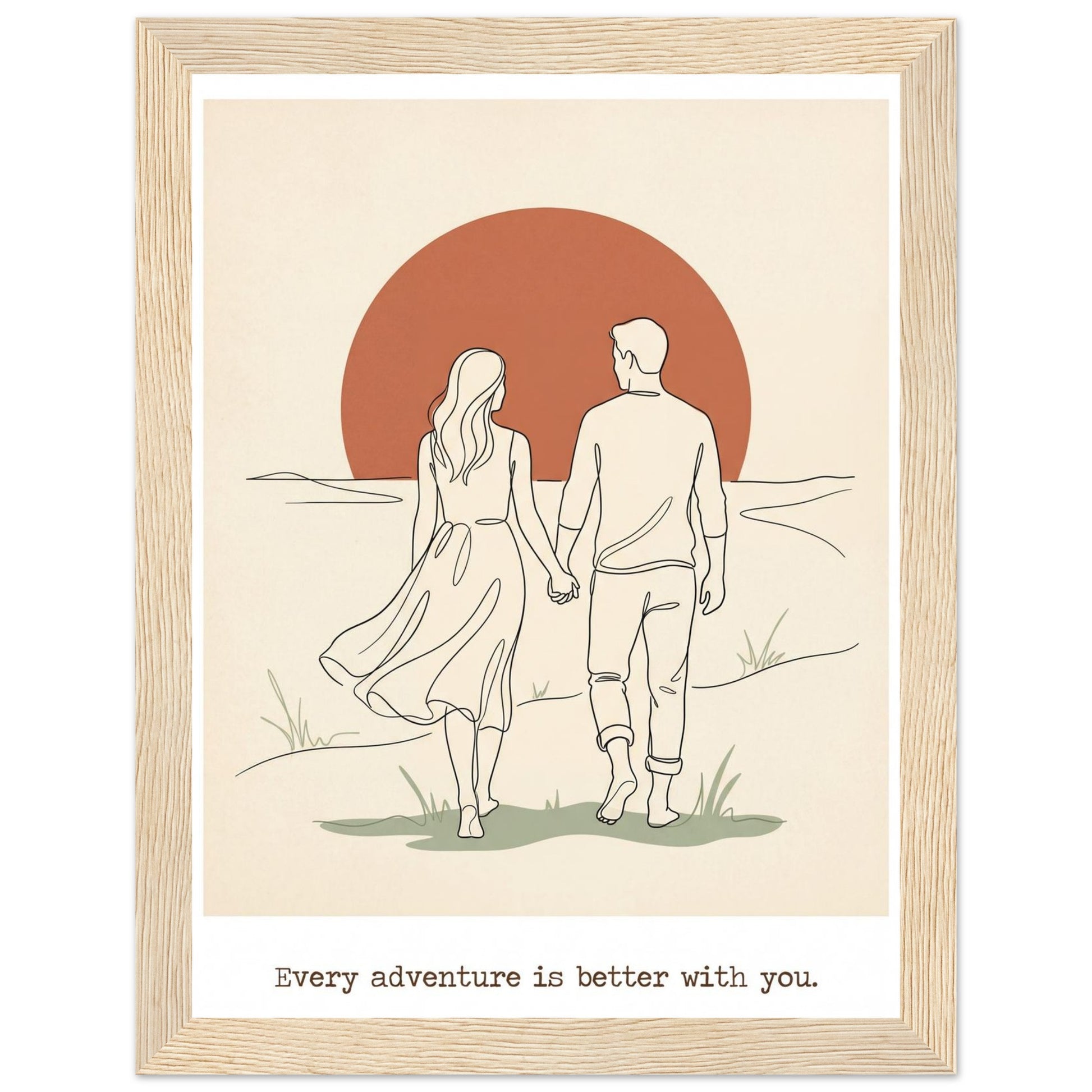 Romantic Wall Art - Couples Poster for Your Bedroom - 15x20 cm / 6x8″ - Wood frame / Ready-to-hang - Sparkycare