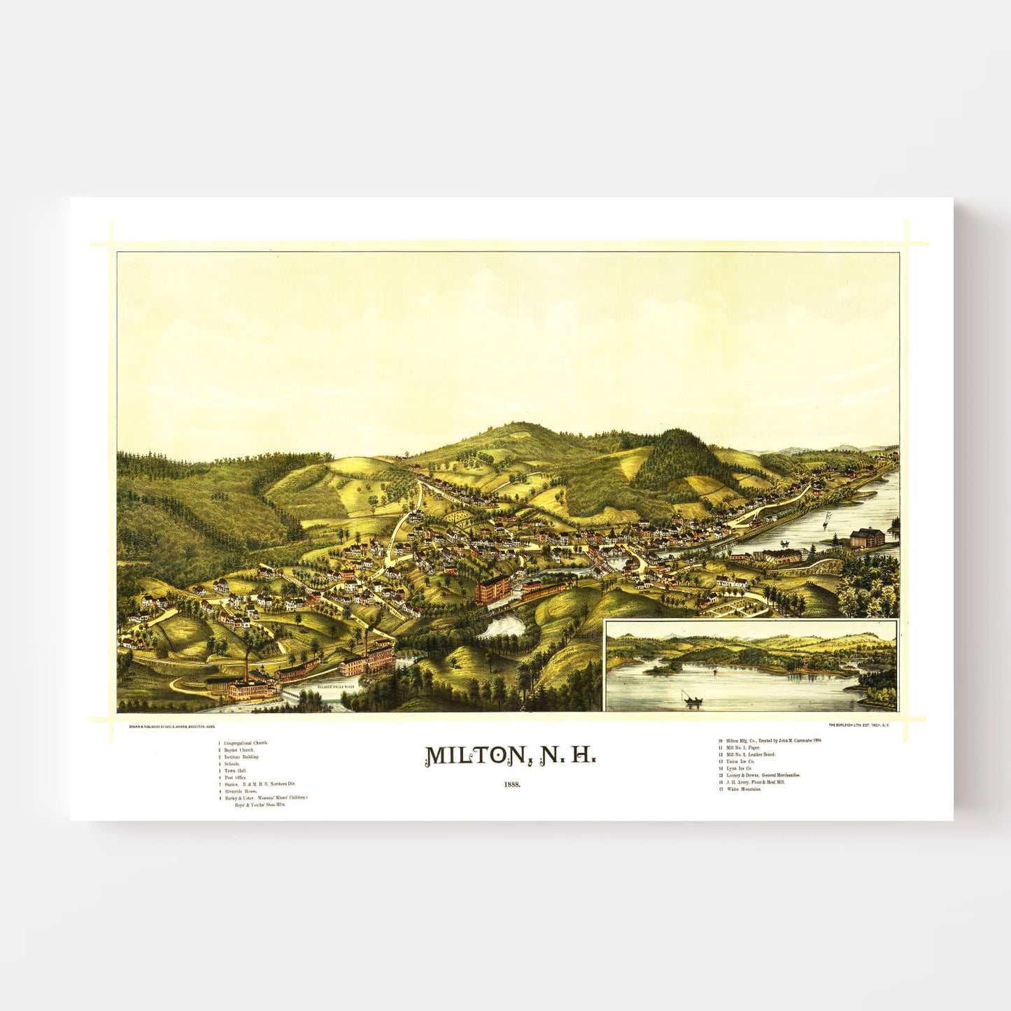 Vintage Map of Milton, New Hampshire, 1888