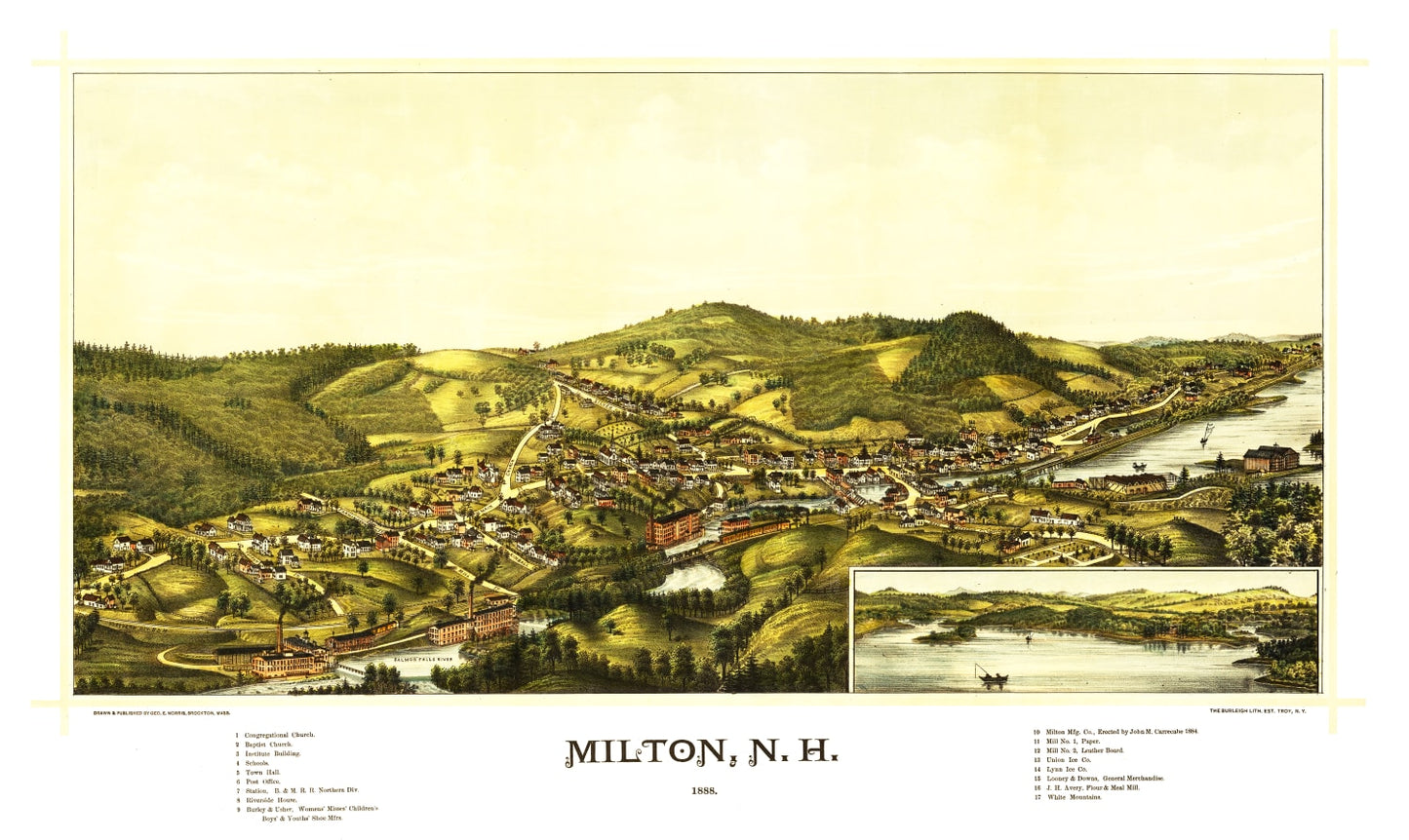 Vintage Map of Milton, New Hampshire, 1888