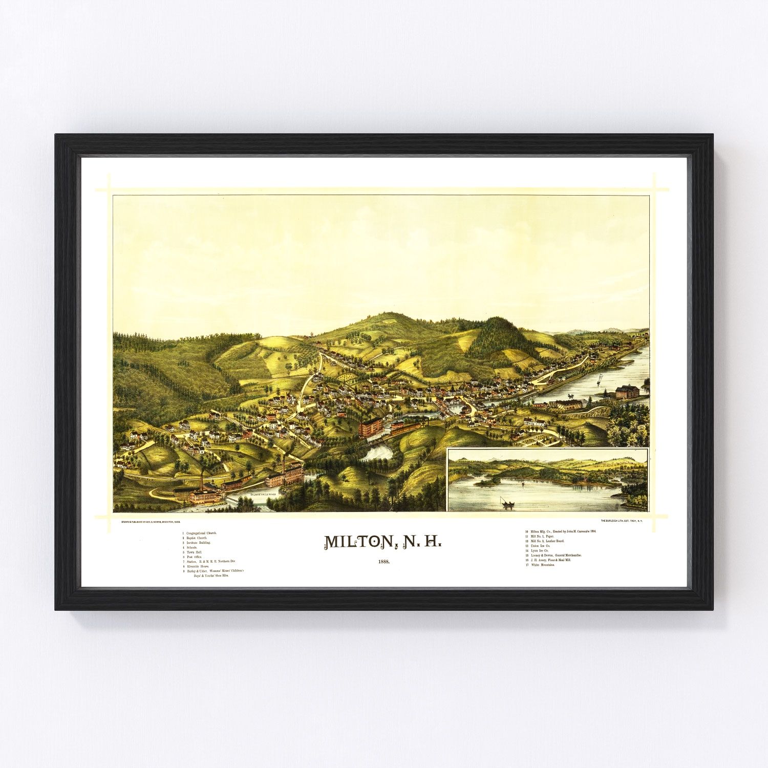 vintage map of Milton, New Hampshire, 1888