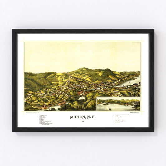 vintage map of Milton, New Hampshire, 1888