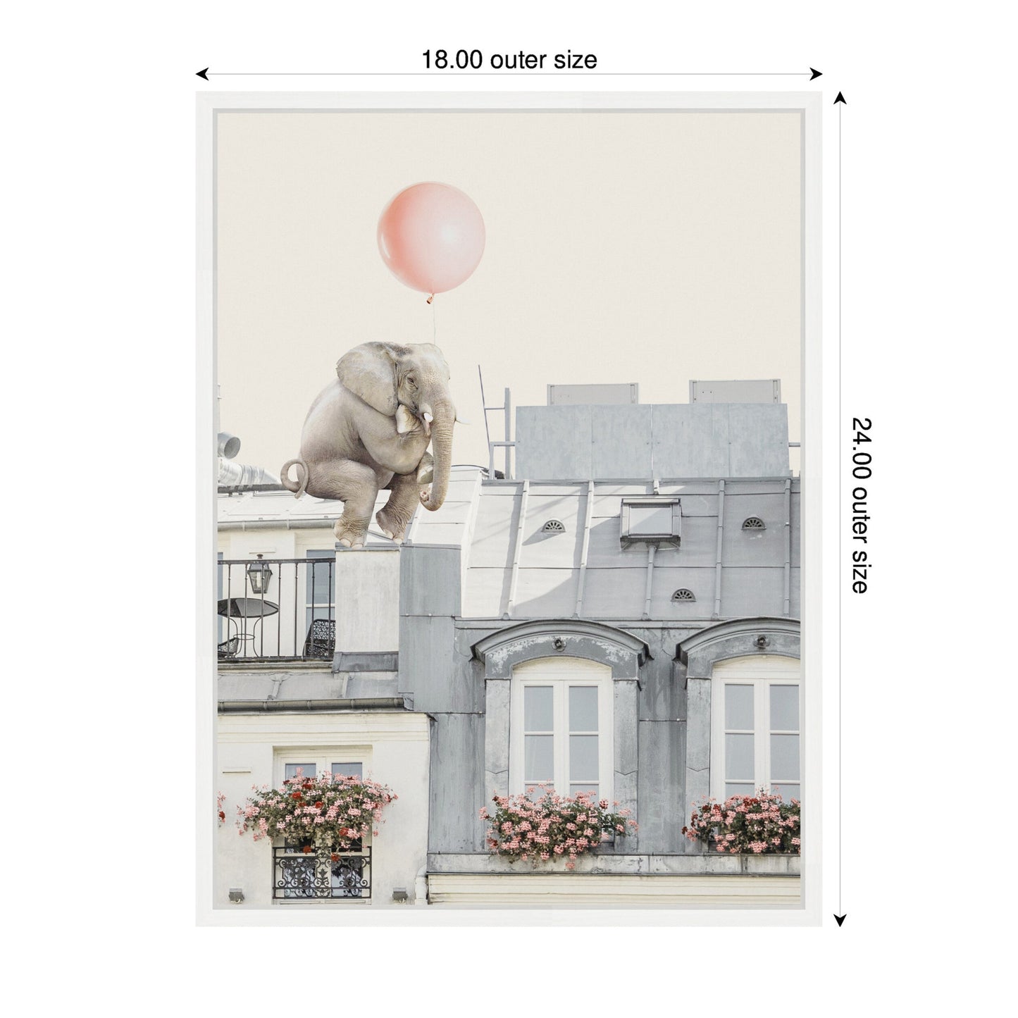 Elephant in Paris Framed Canvas Wall Art