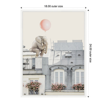Elephant in Paris Framed Canvas Wall Art