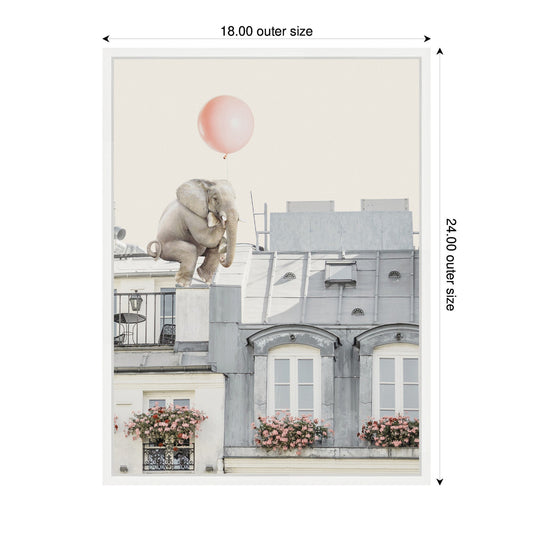 Elephant in Paris Framed Canvas Wall Art