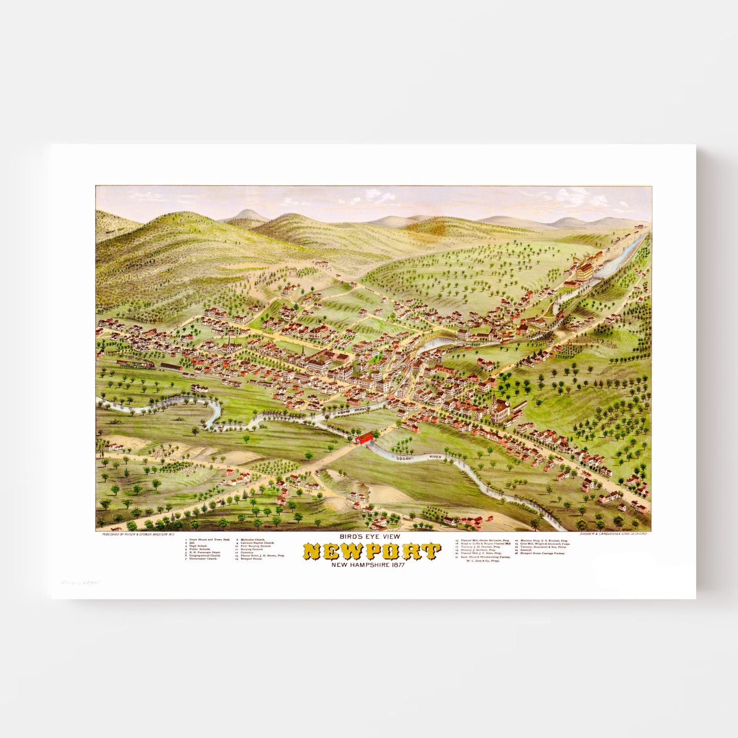 Vintage Map of Newport, New Hampshire, 1877