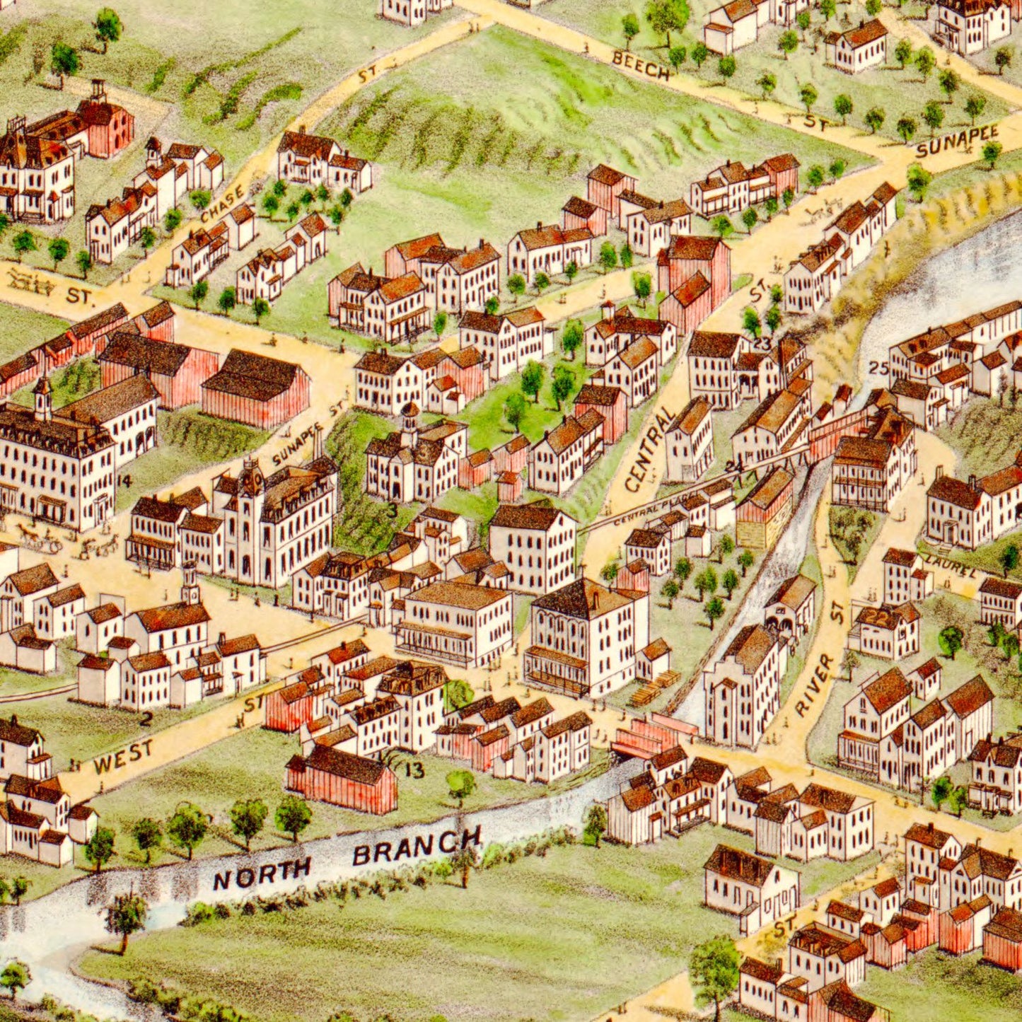 Vintage Map of Newport, New Hampshire, 1877