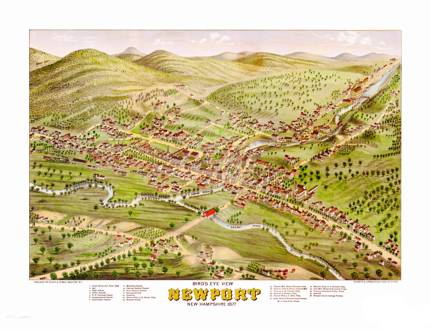 Vintage Map of Newport, New Hampshire, 1877