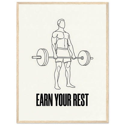 Earn Your Rest - Minimalist Deadlift Gym Poster - 45x60 cm / 18x24″ - Wood frame / Ready-to-hang - Sparkycare