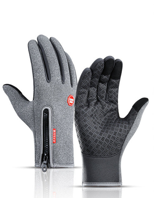 gray waterproof touchscreen winter gloves