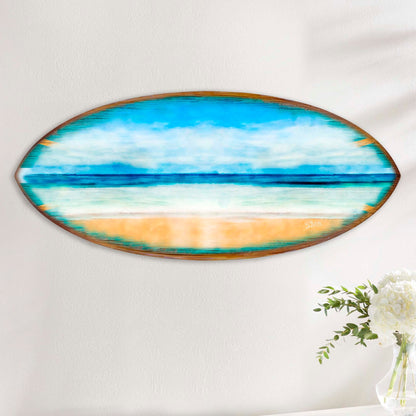 Ocean View Surfboard Wood Wall Art - Coastal Decor