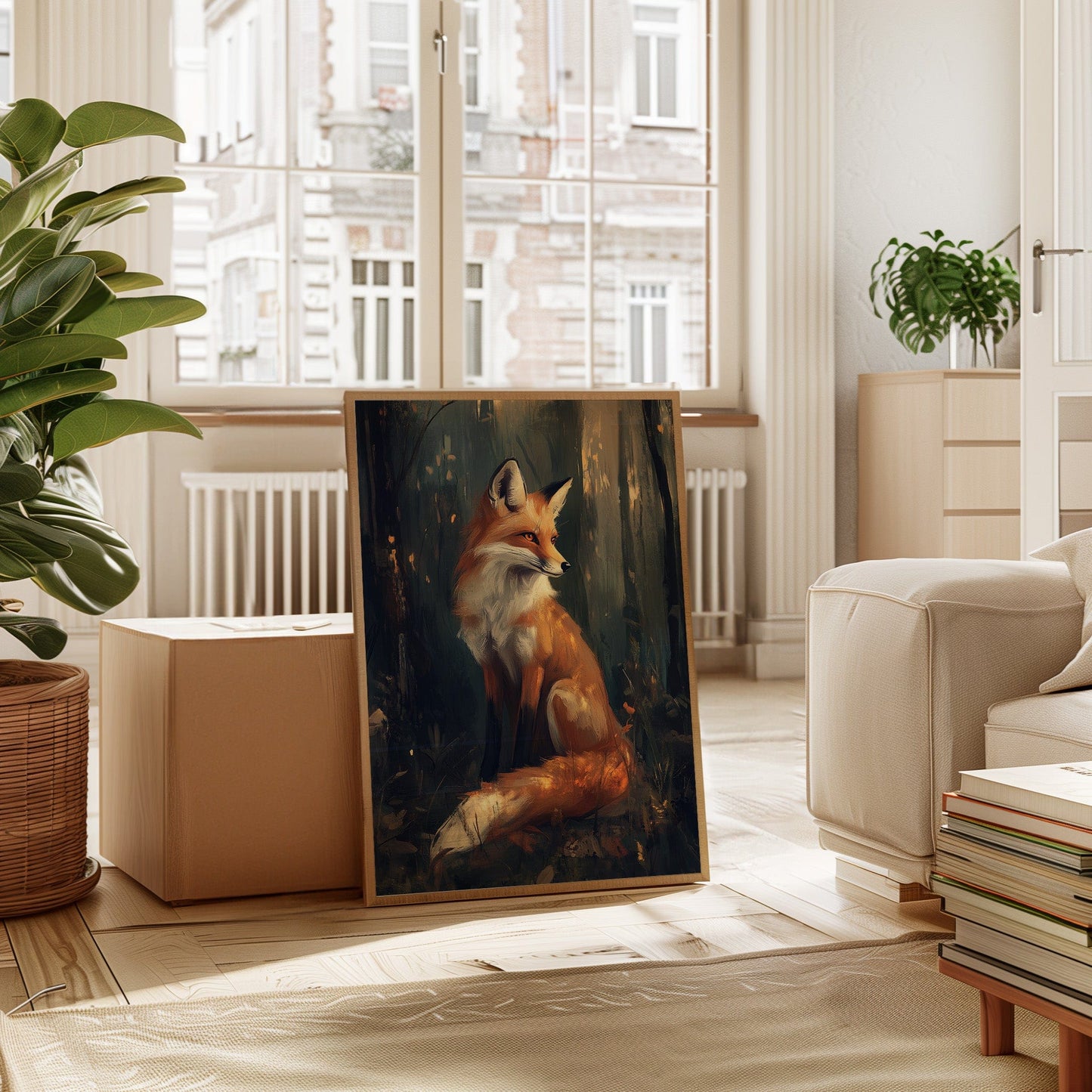 Fox in Mystical Forest Woodland Animal Wall Art Print