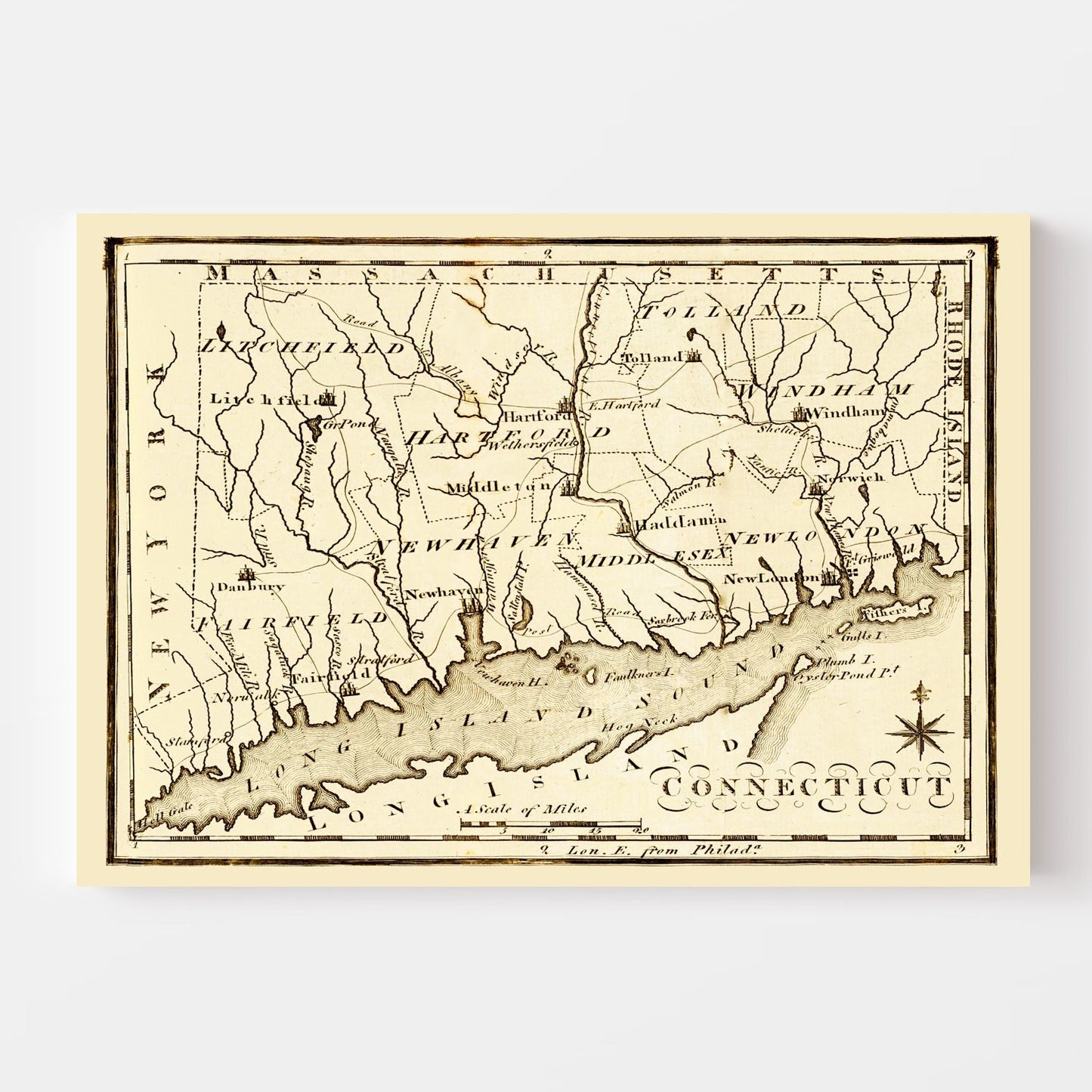 Vintage Map of Connecticut, 1795