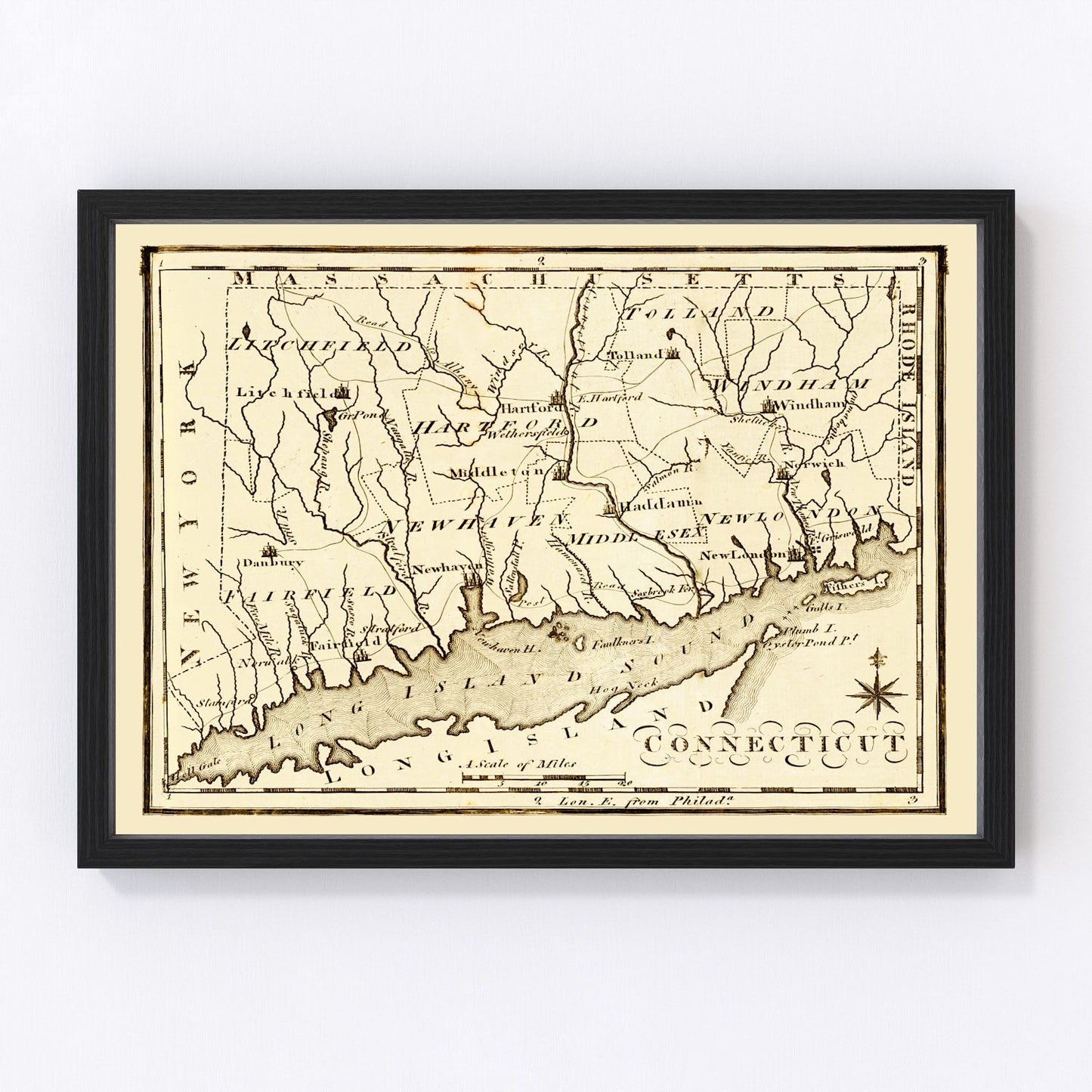 Vintage map of Connecticut, 1795