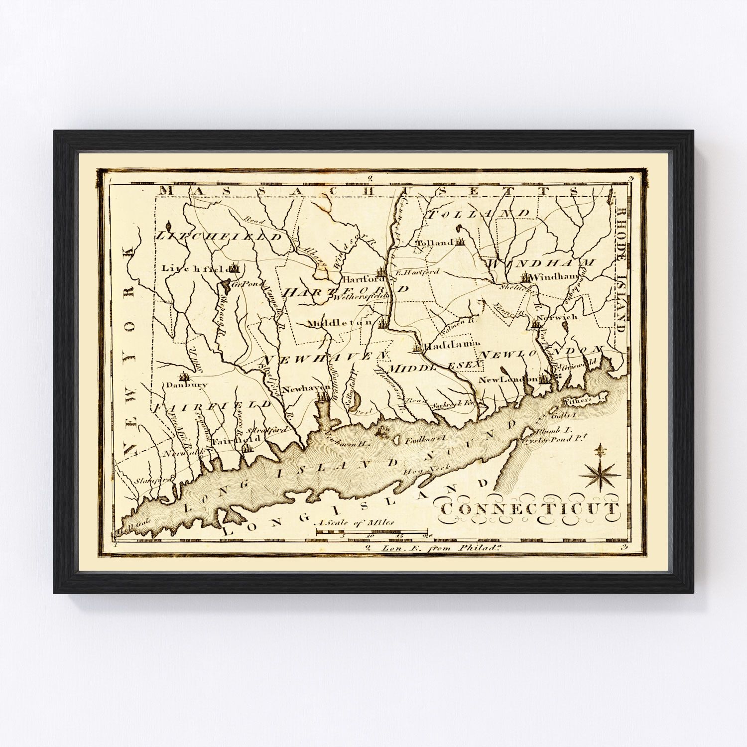 Vintage map of Connecticut, 1795