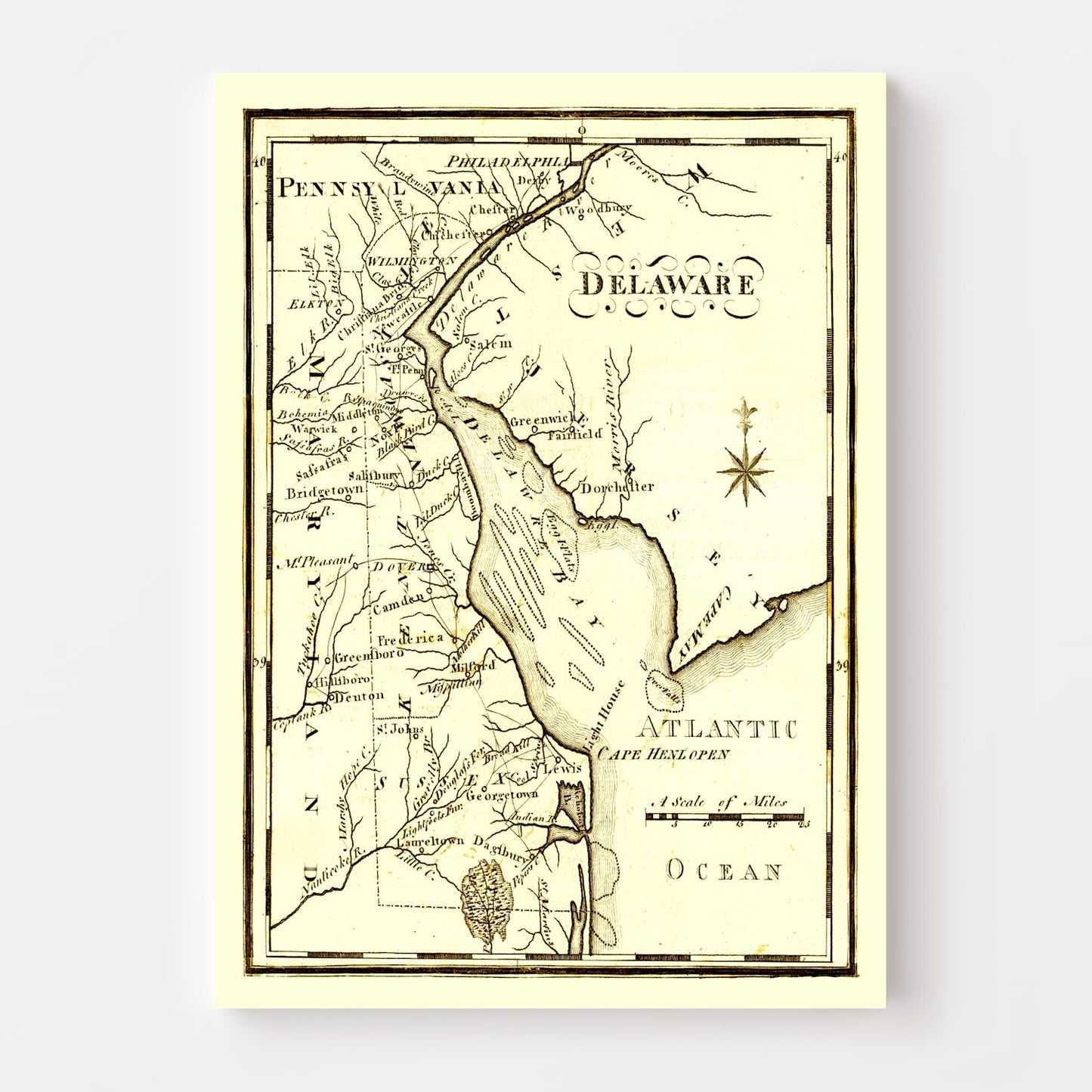Vintage Map of Delaware, 1795 (Edition II)